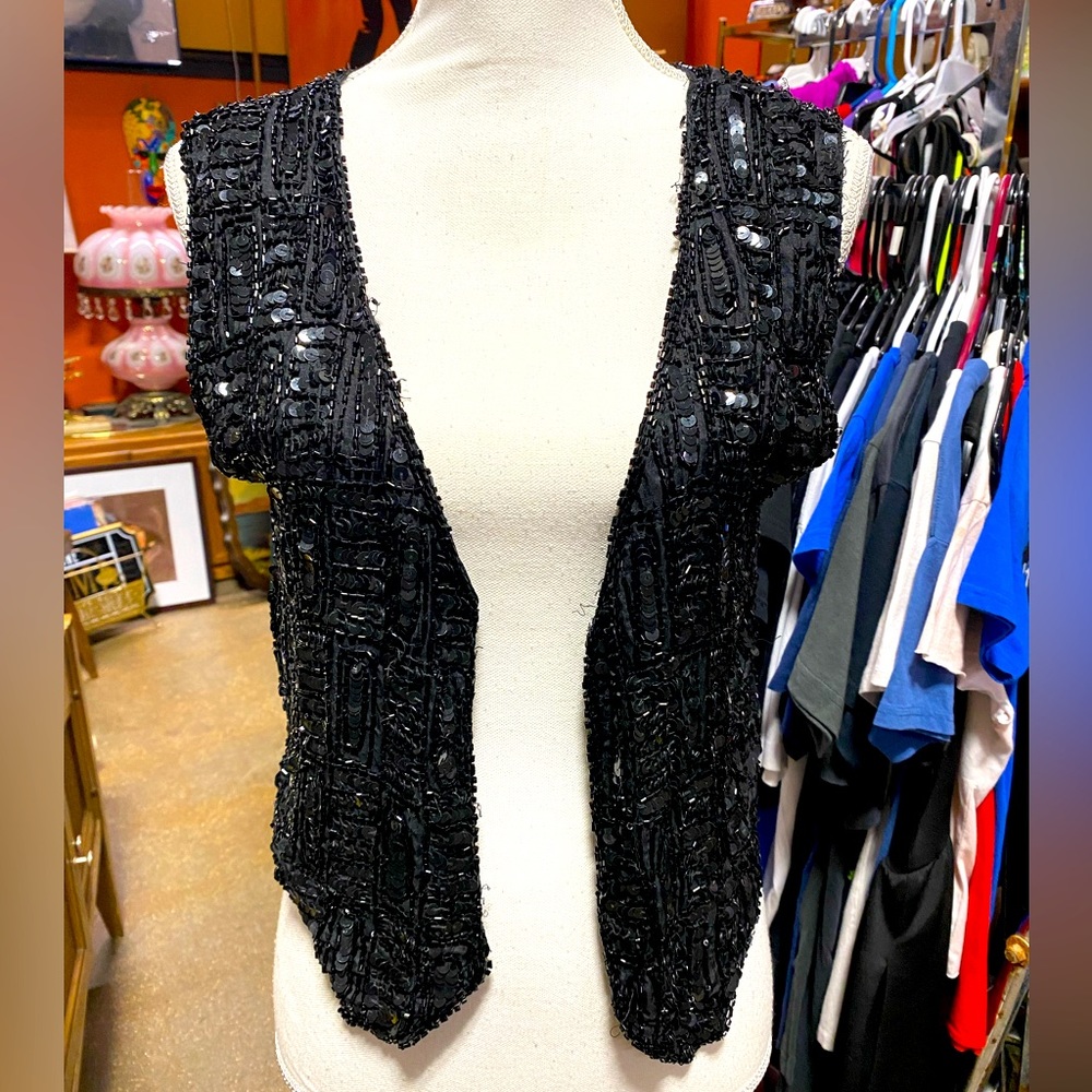 Vintage 1980’s hand sewn sequence vest